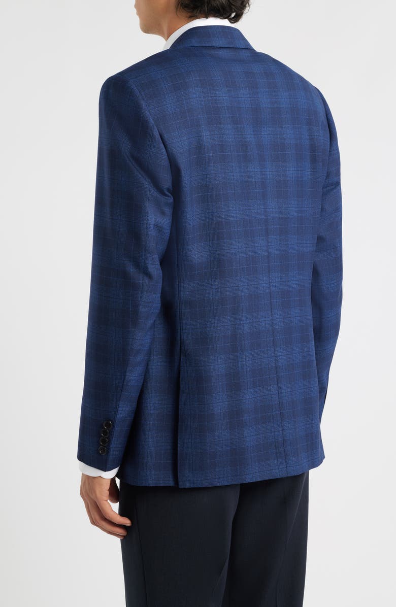Canali Siena Regular Fit Blue Plaid Wool Sport Coat, Alternate, color, Dark Blue