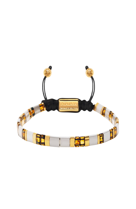 White Miyuki Tila Bead Bracelet
