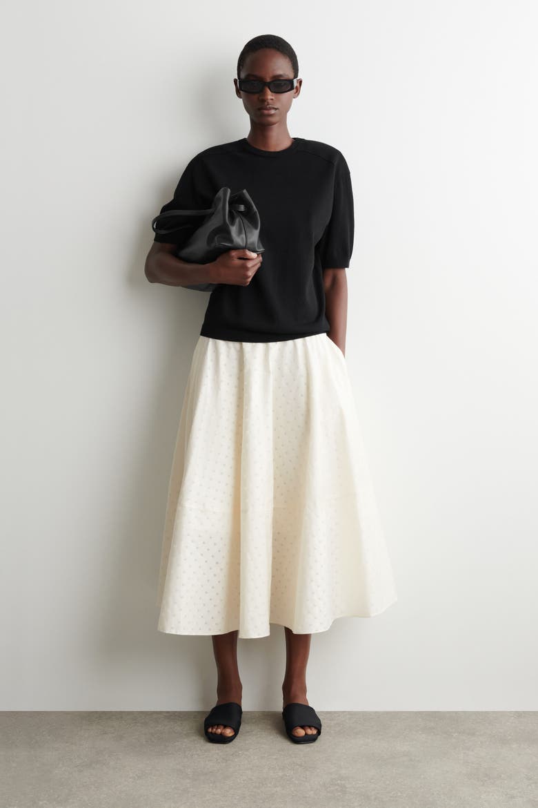 Sculpted Silk-cotton T-shirt, Alternate, color, BLACK