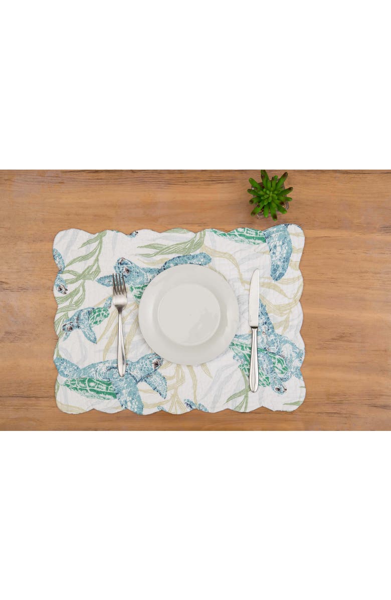C&F Home Cape Canaveral Reversible Washable Set of 6 Placemats 13" x 19", Alternate, color, White