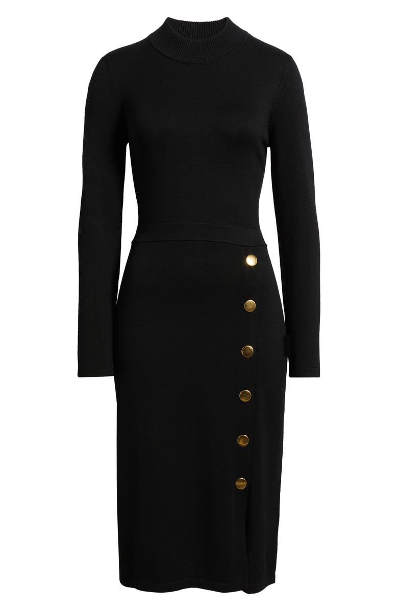 Julia Jordan Button Mock Neck Long Sleeve Midi Dress, Alternate, color,