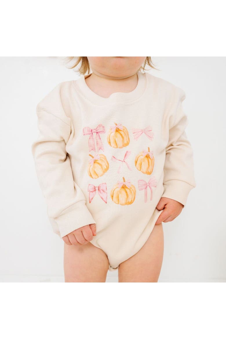 Pumpkin Long Sleeve Romper, Alternate, color, Natural