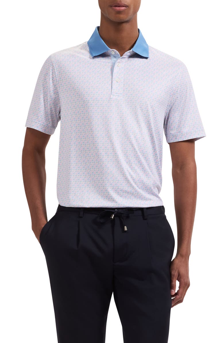 Bugatchi Three-Button Performance Polo, Main, color, Jojoba