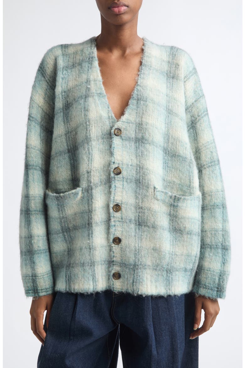 Plaid Oversize Cardigan, Main, color, BLUE PLAID
