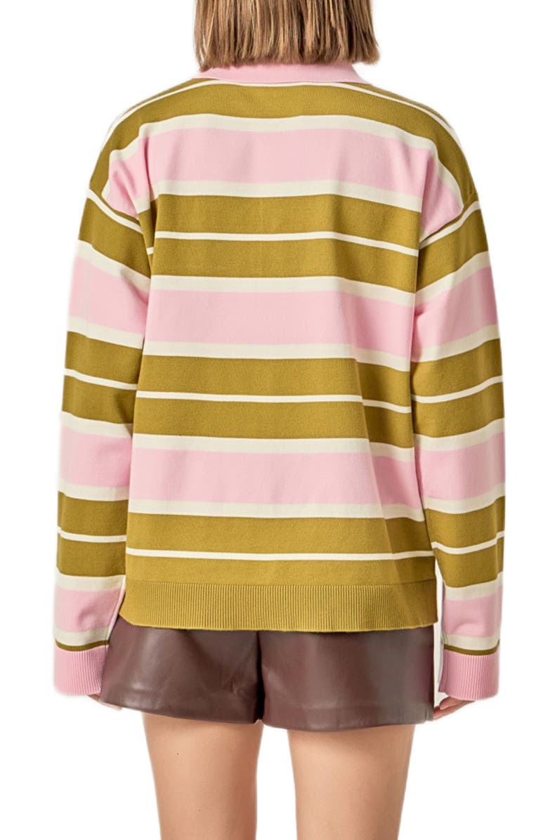 English Factory Stripe Polo Shirt, Alternate, color, Pistachio/ Pink