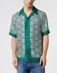 PHILIPP PLEIN Silk Bowling Shirt Monogram 70'S Men