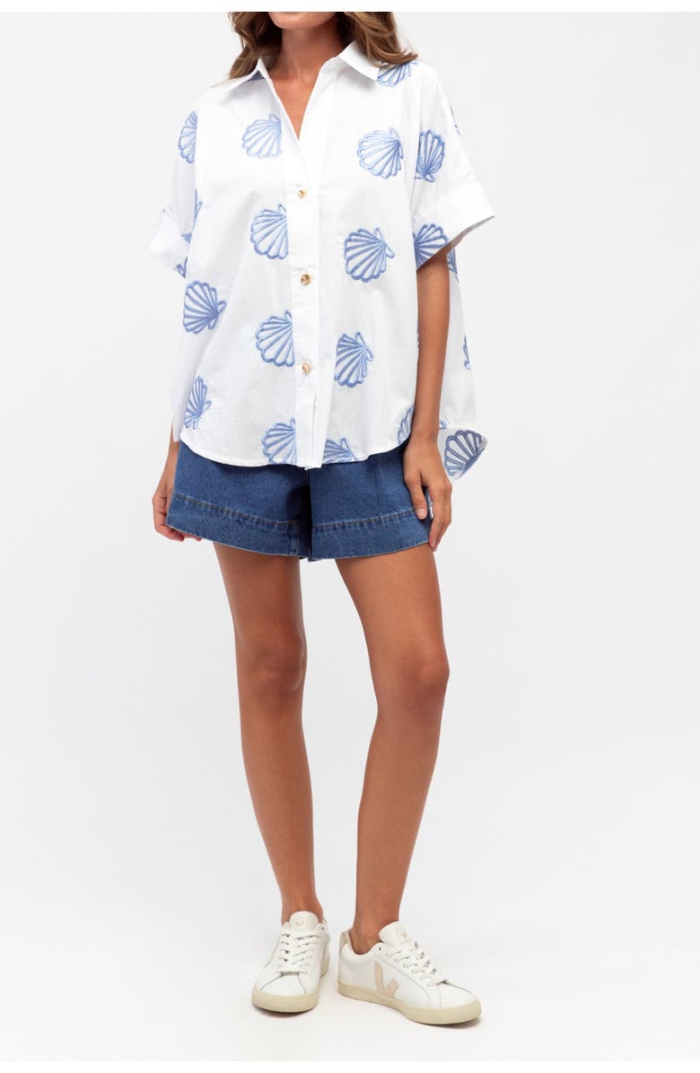 Label of Love Shell Embroidered Shirt, Alternate, color, White