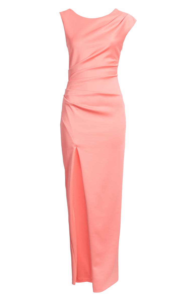 Black Halo Braden Pleated Column Gown, Alternate, color, Coral
