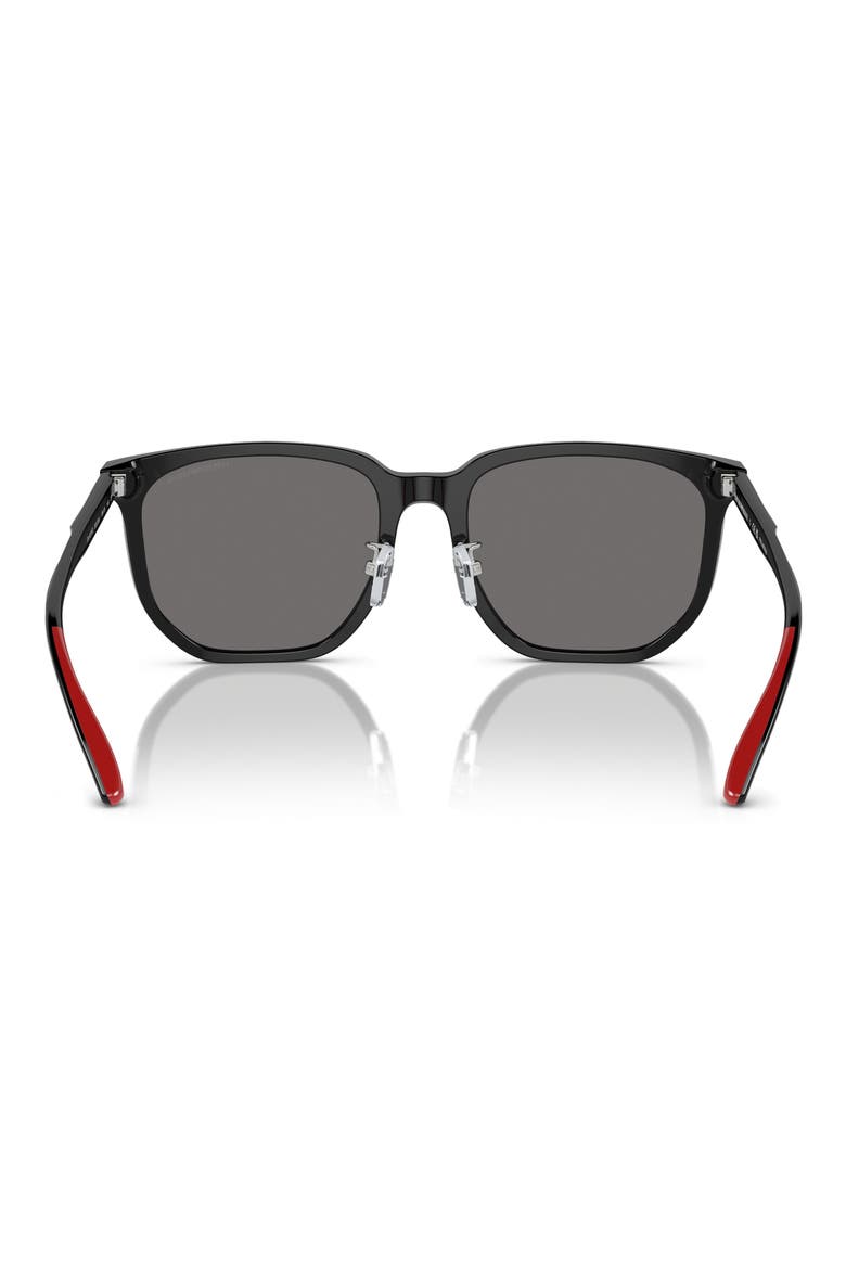 56mm Polarized Square Sunglasses, Alternate, color, SHINY BLACK / DARK GREY POLAR