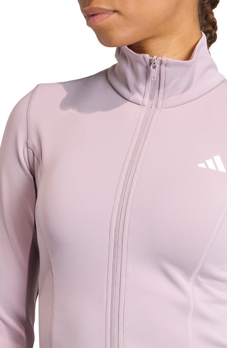 adidas Workout Essentials Zip Knit Jacket, Alternate, color, Preloved Fig
