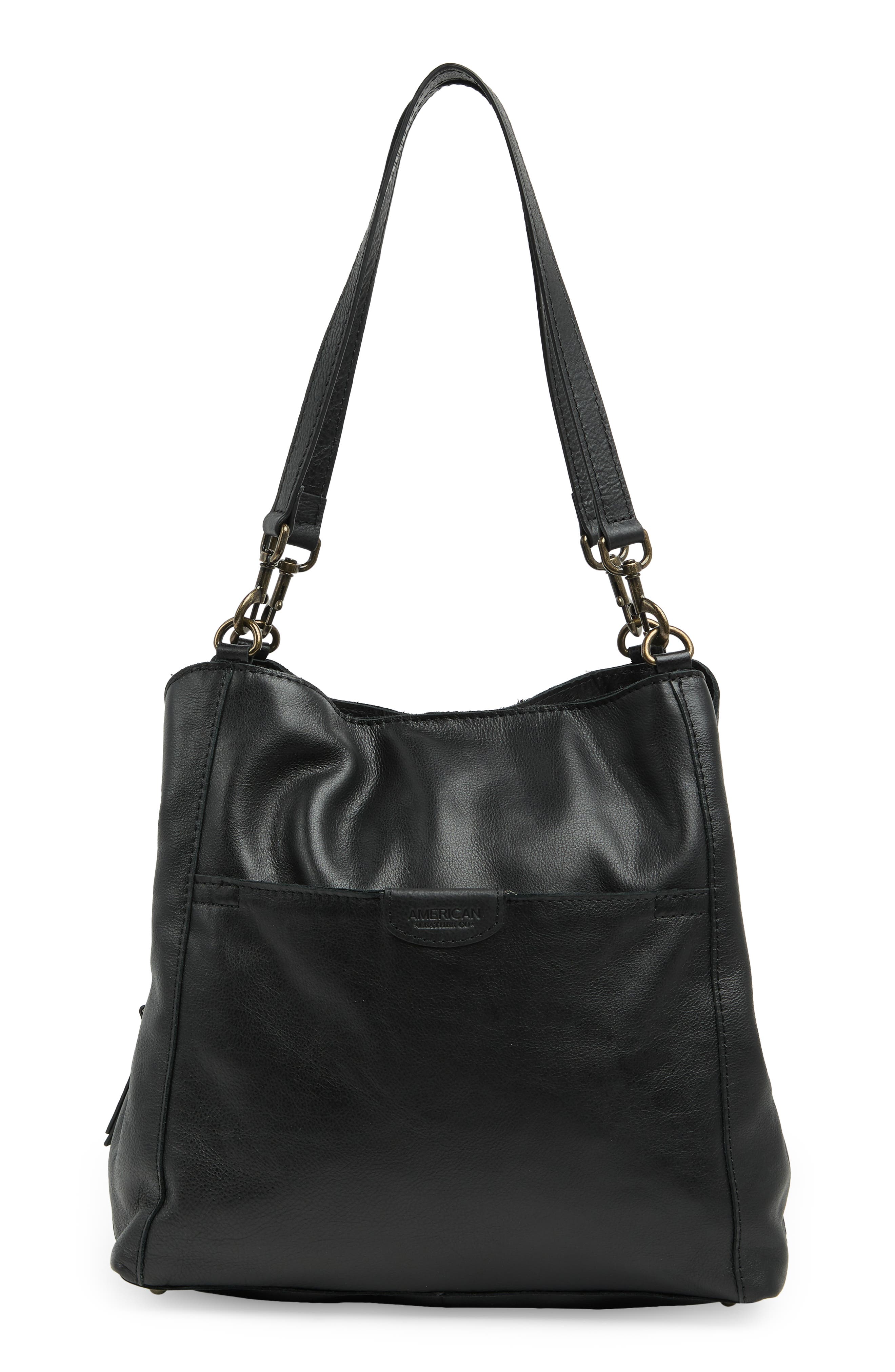 Austin Leather Bucket Bag, Main, color, BLACK VINTAGE