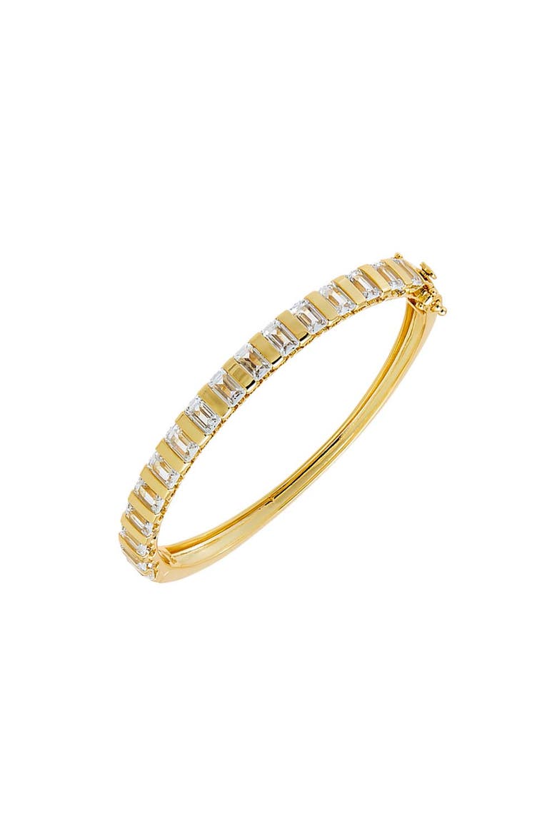 Baguette CZ Hinged Bangle Bracelet, Main, color, Gold