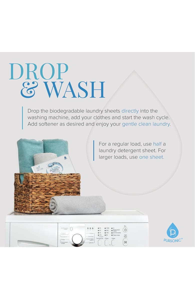 PURSONIC Detergent Sheets & New Zealand Wool Dryer Balls Set, Alternate, color, White