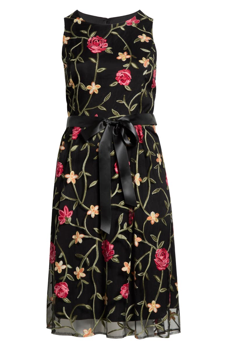 Tahari ASL Embroidered Sleeveless Midi Dress, Alternate, color, 