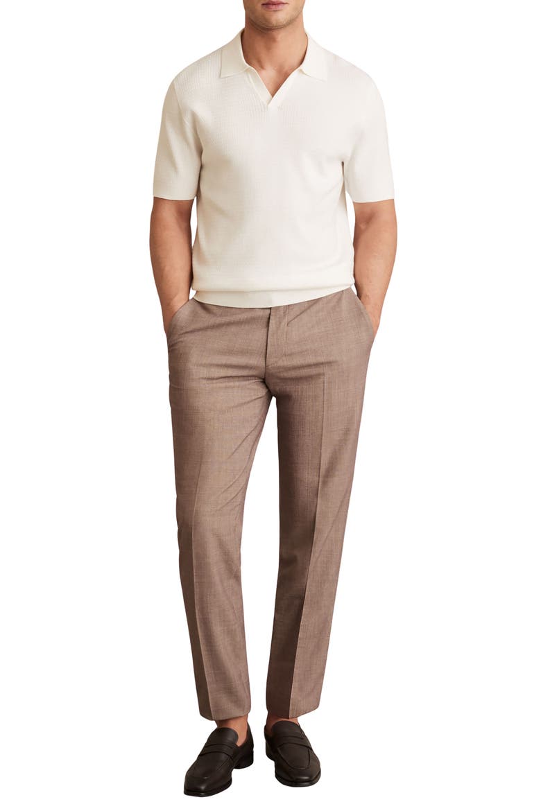 Tyne Textured Johnny Collar Polo Sweater, Alternate, color, WHITE