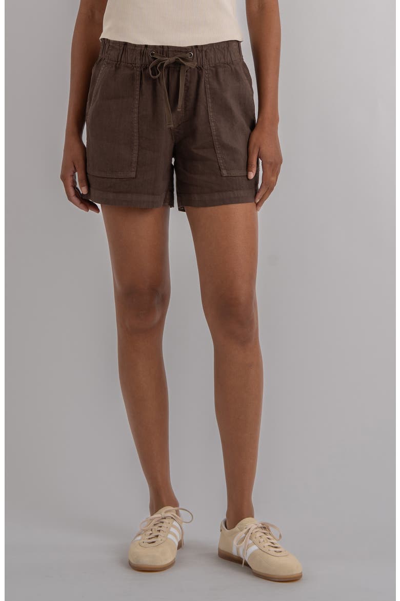 Katana Drawstring Linen Blend Shorts, Main, color, CHOCOLATE