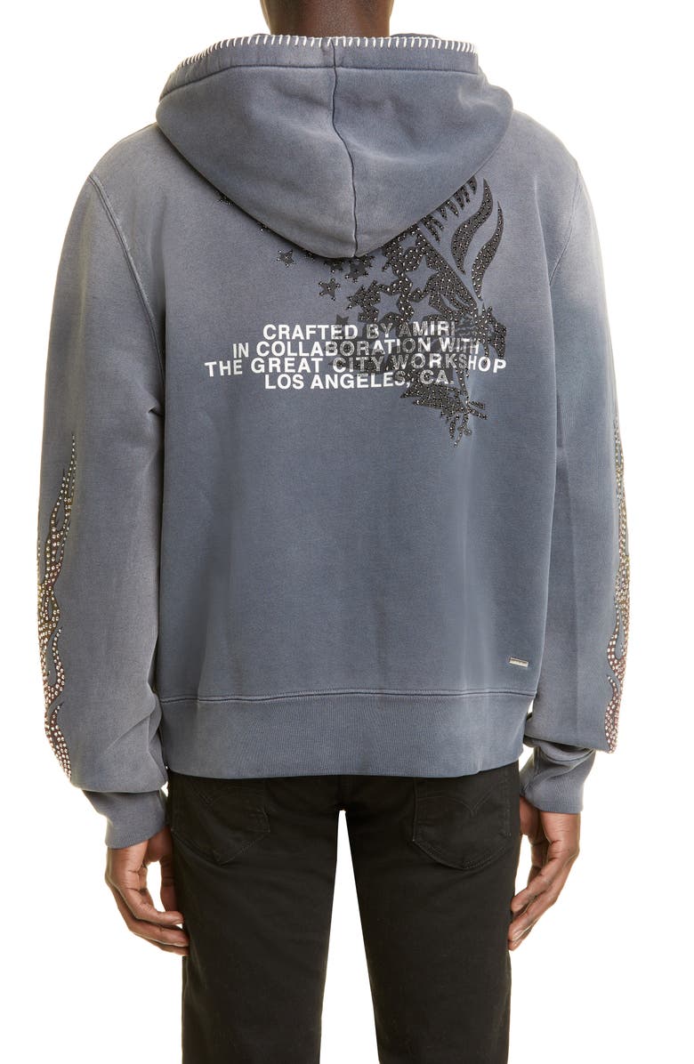 AMIRI T.G.C.W. Crystal Zip Graphic Hoodie, Alternate, color, 