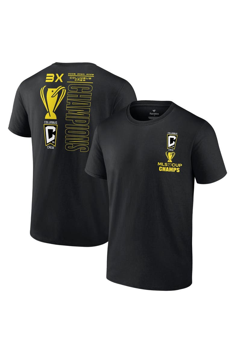 Men's Fanatics Branded Black Columbus Crew Three-Time MLS Cup Champions Trophy Case T-Shirt, Main, color, Black