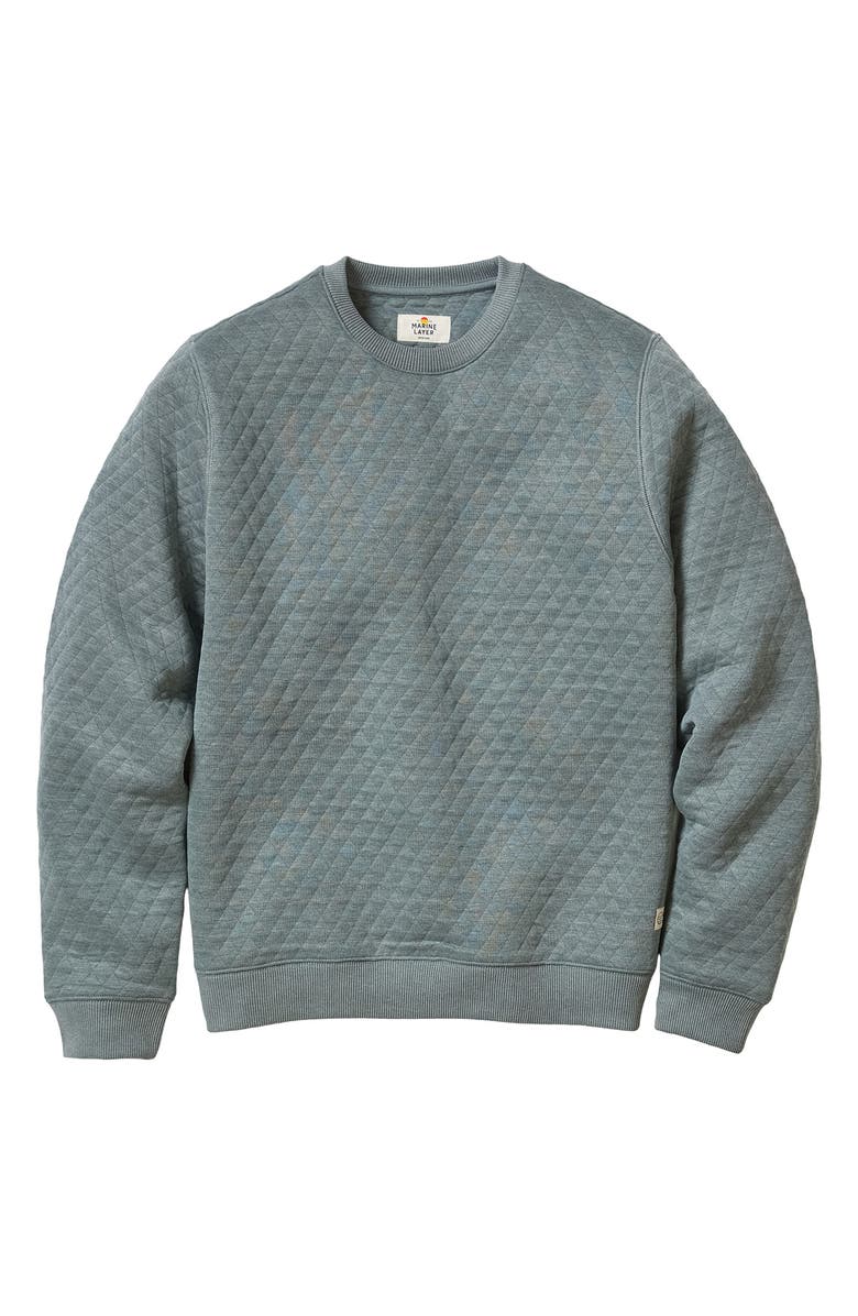 Marine Layer Corbet Diamond Quilted Sweatshirt, Alternate, color, Dusty Pine