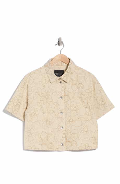 Sanctuary Slow Rider Floral Embroidered Short Sleeve Shacket