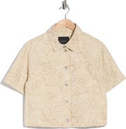 Sanctuary Slow Rider Floral Embroidered Short Sleeve Shacket