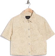 Sanctuary Slow Rider Floral Embroidered Short Sleeve Shacket