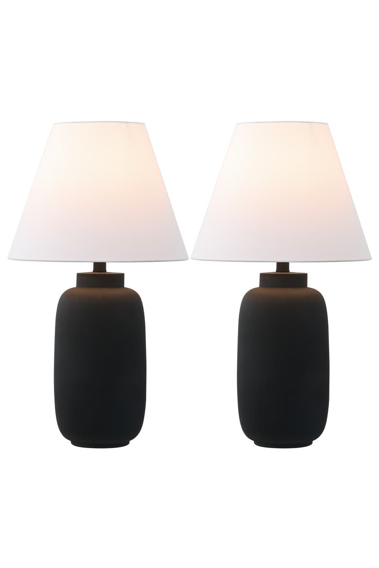 Elinore 24.5" Minimalist Scandinavian Resin/Iron Ginger Jar LED Table Lamp, Alternate, color, Matte Black