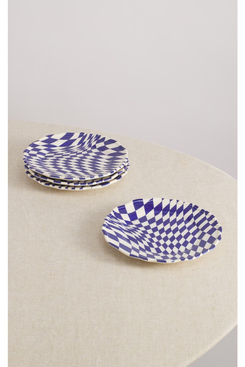 Mafalda 9'' Dessert Plate Set of 4, Main, color, Blue/Checkered