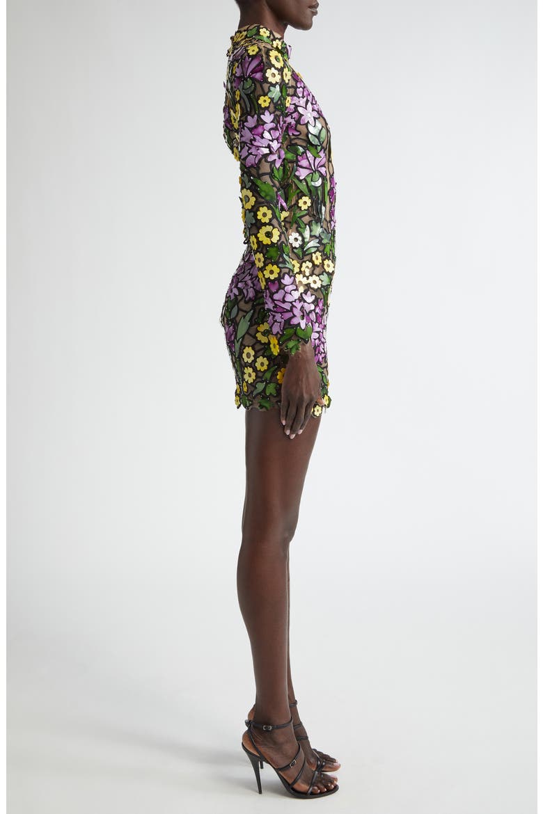 Art Nouveau Floral Long Sleeve Cocktail Dress, Alternate, color, YELLOW