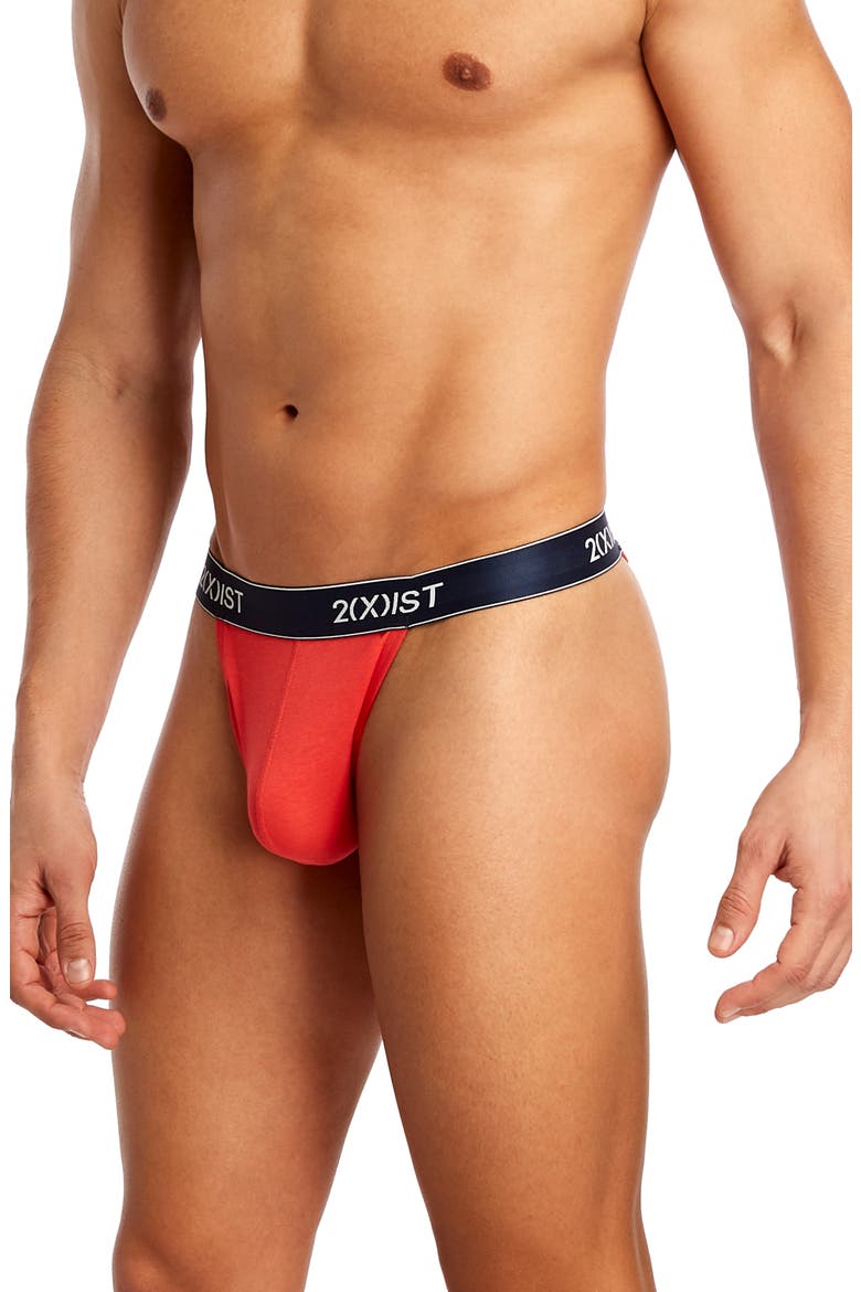 3-Pack Cotton Thong, Alternate, color, PURPLE/ HIBISCUS/ BLUEBIRD
