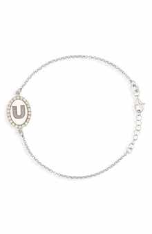 Diamond Initial Disc Bracelet
