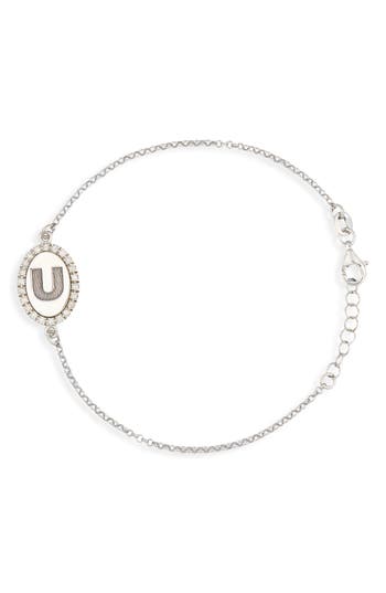 Meshmerise Diamond Initial Disc Bracelet In Silver