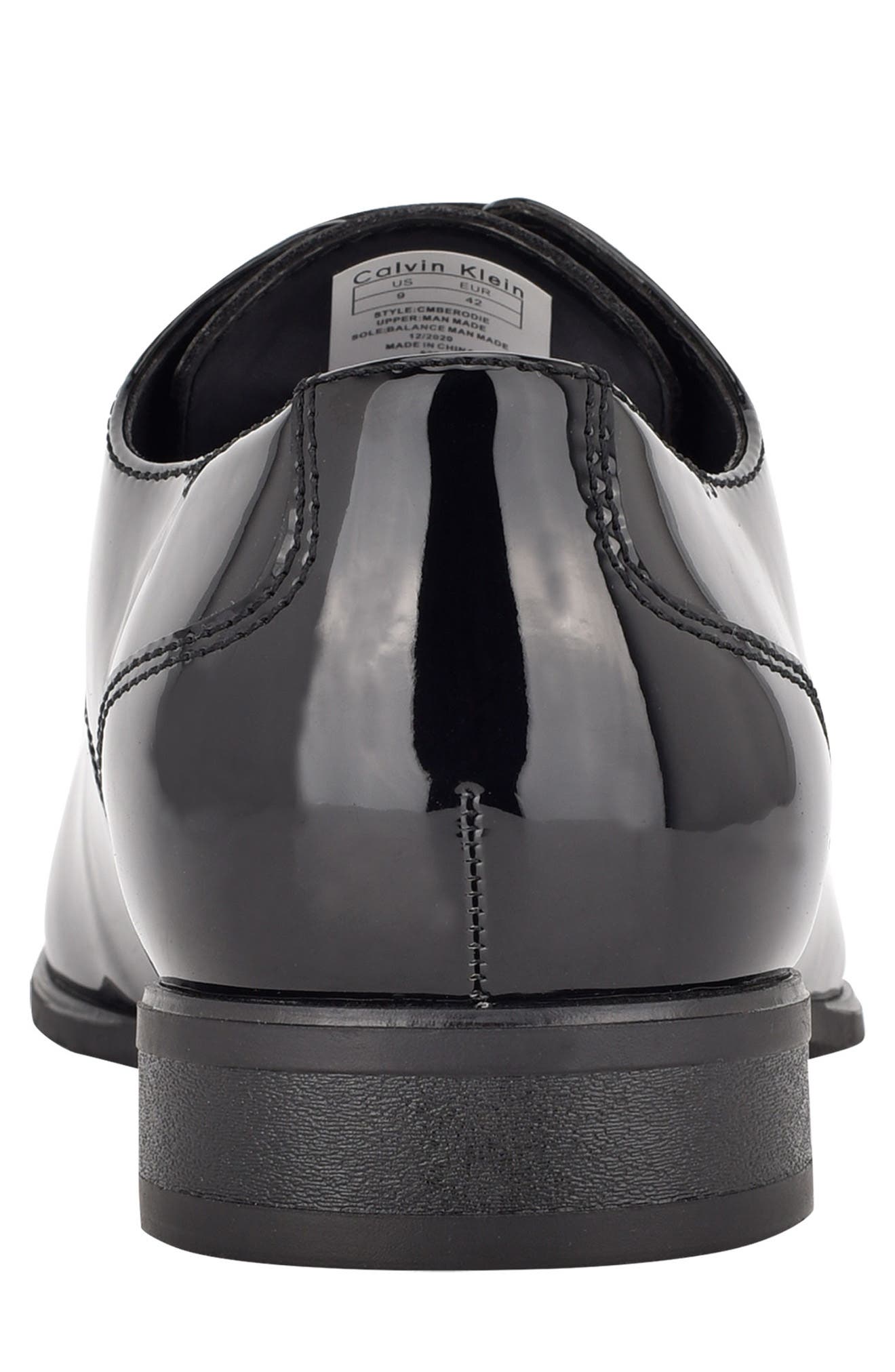 Calvin Klein Brodie Patent Plain Toe Derby, Alternate, color, Black Patent