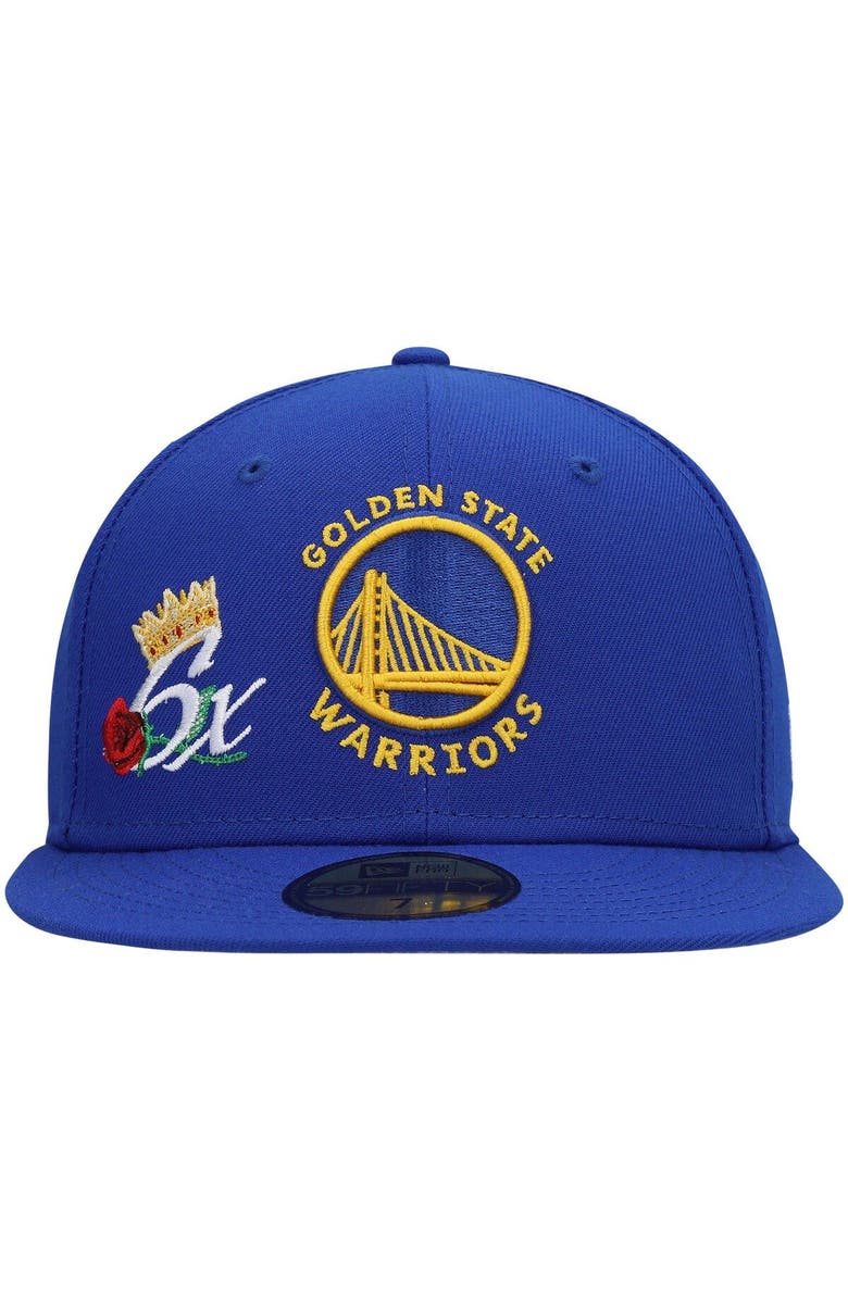 New Era Men's New Era Royal Golden State Warriors 6x NBA Finals Champions Crown 59FIFTY Fitted Hat, Alternate, color, 