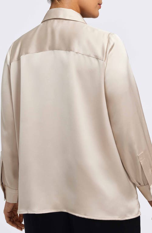 Foxcroft Bianca Satin Button-up Shirt In Neutral