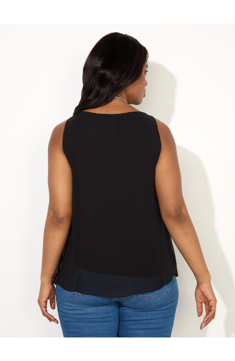 Live Unlimited Chiffon V-Neck Swing Vest, Alternate, color, Black