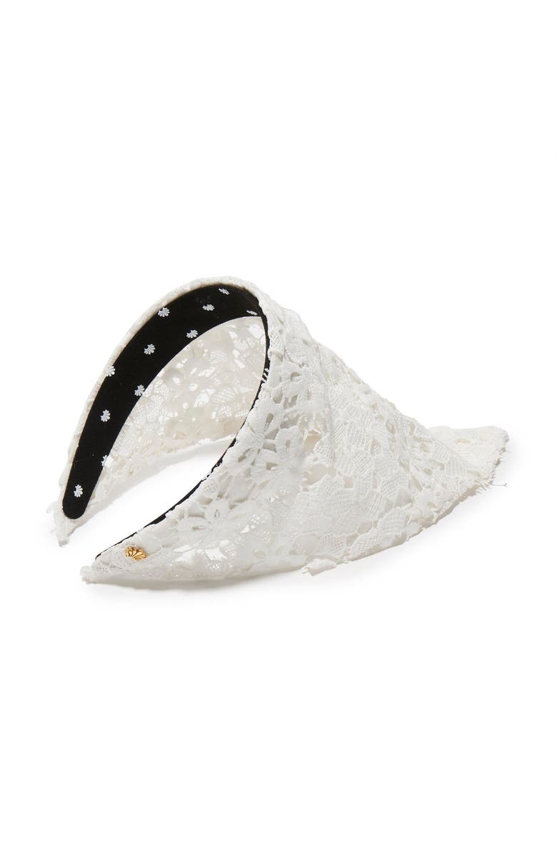 Lele Sadoughi Jackie Floral Lace Handkerchief Headband, Main, color, Ivory 100