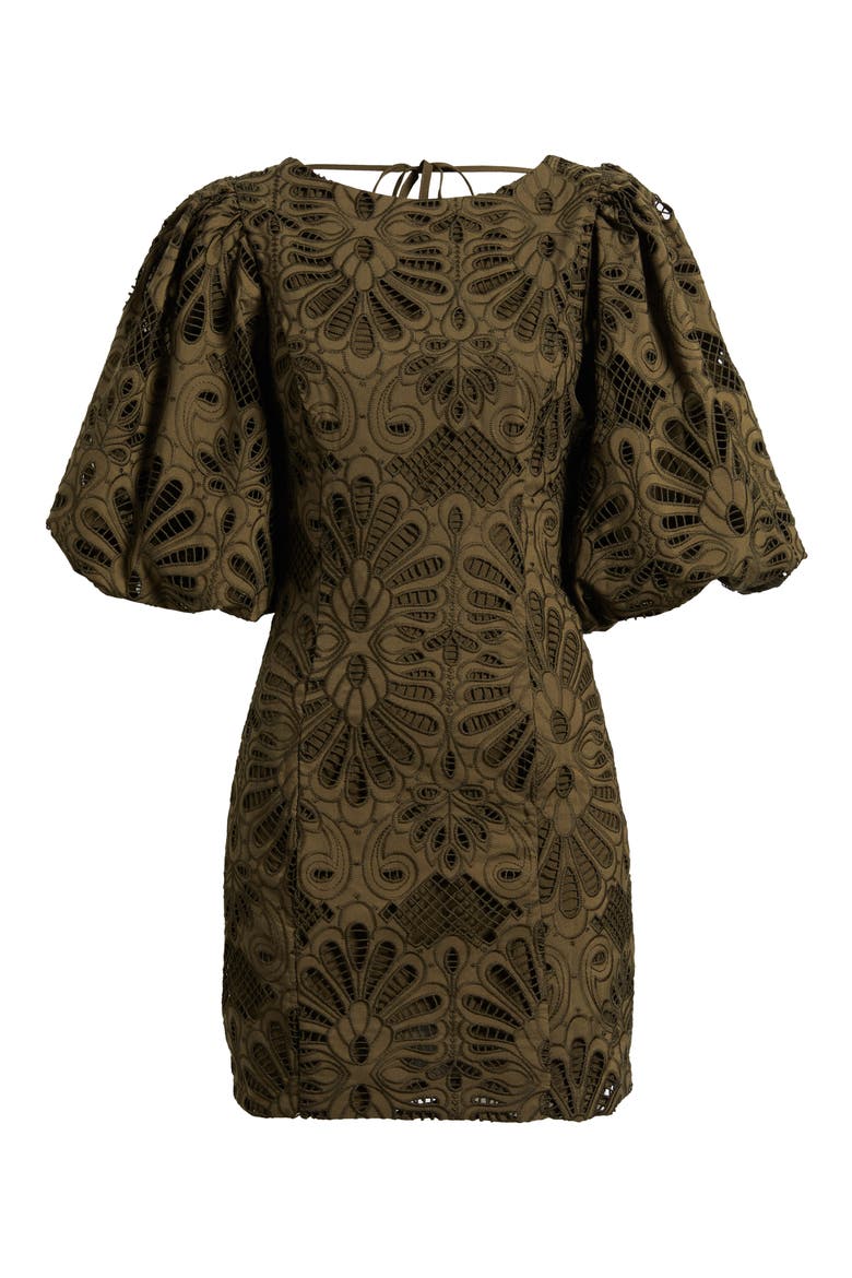 Kesia Floral Embroidered Paisley Minidress, Alternate, color, OLIVE