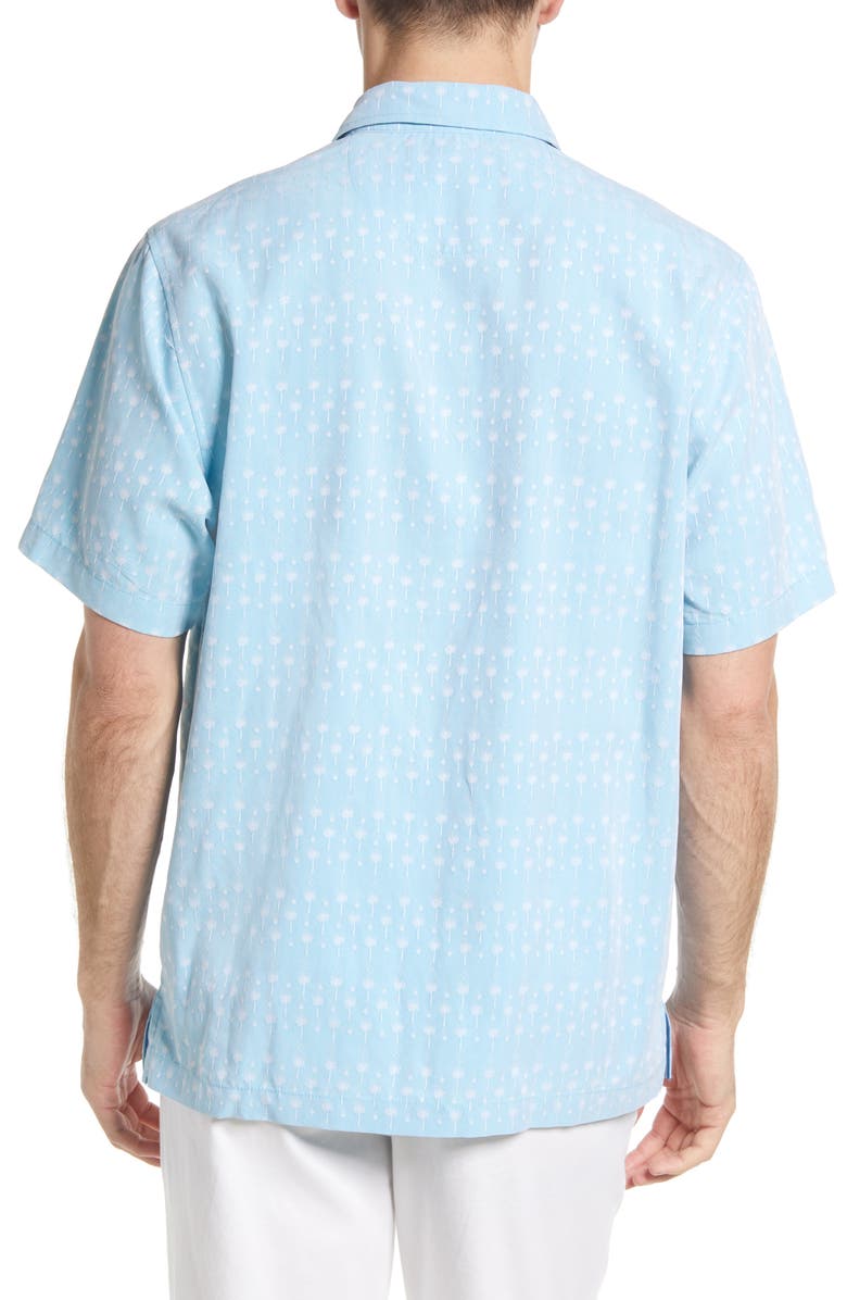 Tommy Bahama Coconut Point Geo Fronds Print Short Sleeve Button-Up Shirt, Alternate, color, Tropical Turquoise