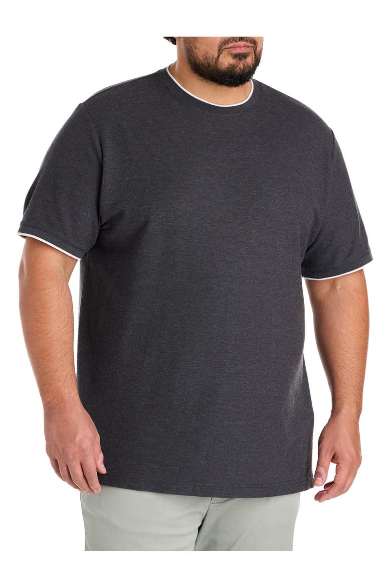 Big & Tall Piqué Crewneck T-Shirt, Main, color, BLACK HEATHER