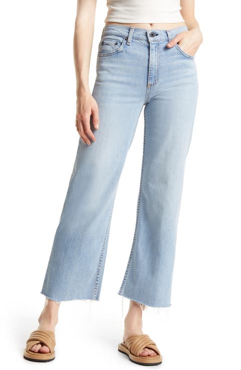 High Waist Raw Hem Crop Wide Leg Jeans (Zuma)