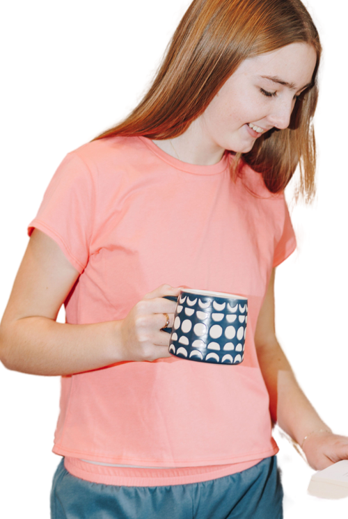 Yellowberry Breeze Cotton Short Sleeve T-shirt In Coral Reef