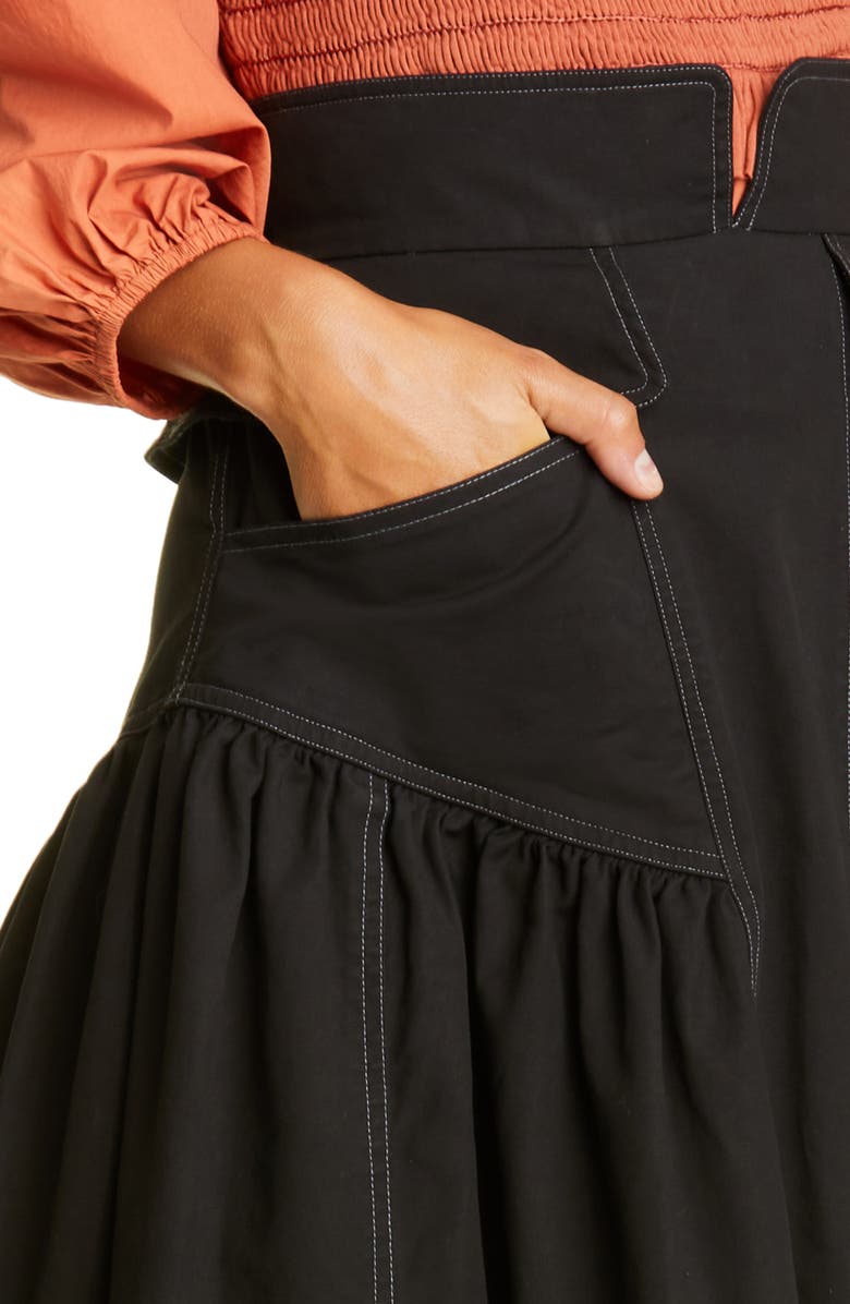 Ulla Johnson Otto Fit & Flare Cotton Utility Skirt, Alternate, color, 