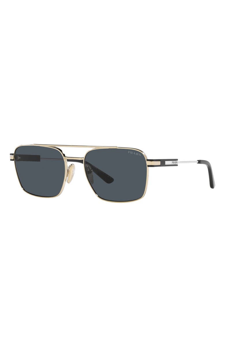 Prada 55mm Polarized Pillow Sunglasses, Alternate, color, Pale Gold
