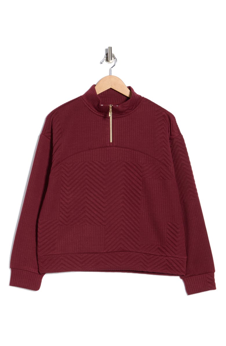 Nanette Lepore Play Quilted Quarter Zip Pullover, Alternate, color, Zinfandel