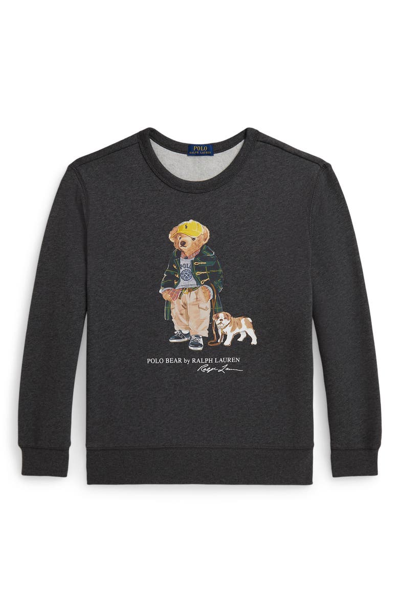 Polo Ralph Lauren Kids' Polo Bear Fleece Crewneck Sweatshirt, Main, color, Grey