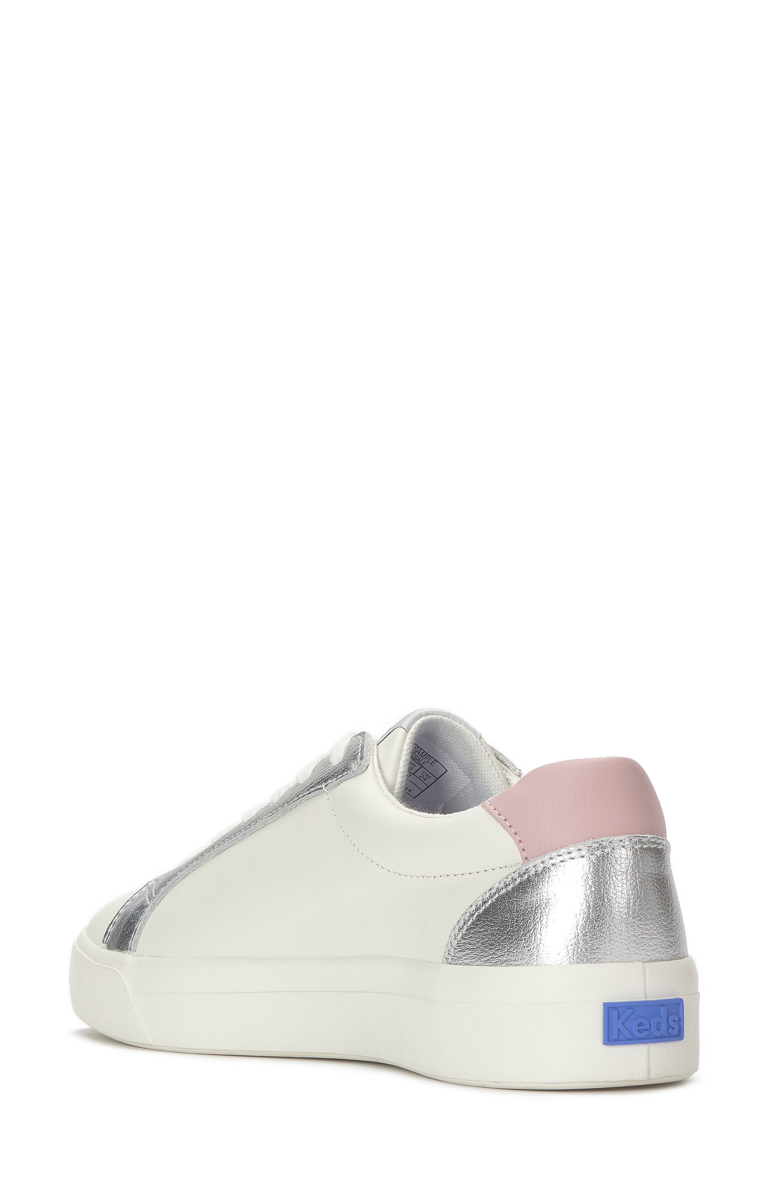 Pursuit Leather Sneaker, Alternate, color, SNOW WHITE/ SILVER