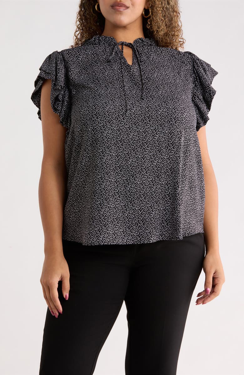 Renee C Ruffle Sleeve Top, Main, color, Black