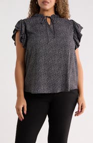Renee C Ruffle Sleeve Top