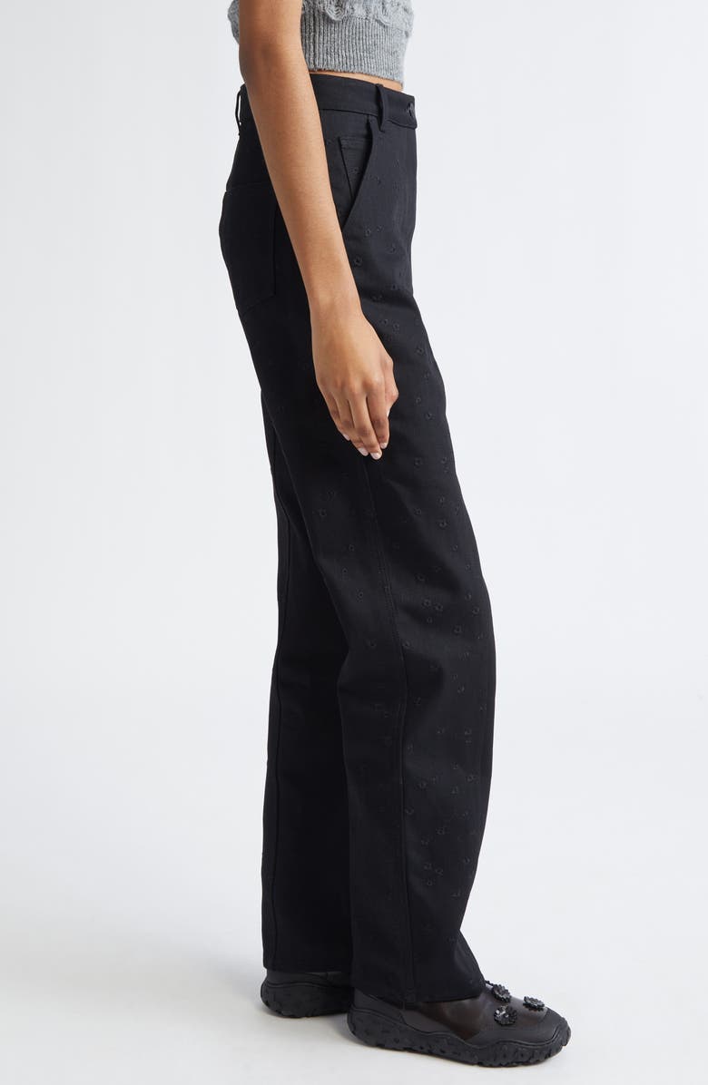 Cecilie Bahnsen Bliss Floral Embroidered High Waist Jeans, Alternate, color, Black
